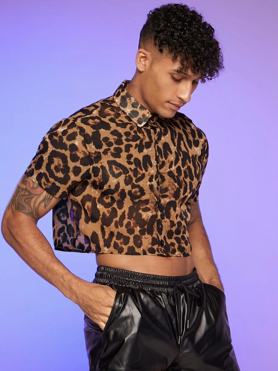 Manfinity Áo sơ mi Nam Nút phía trước In hoa Báo Buổi tiệc - Nhiều màu - Xem 1