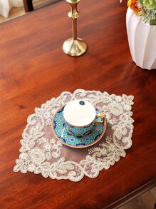 ABEST6522 Home&Living store 1pc 100% Polyester Gold Thread Embroidered Placemat - Multicolor - View 1