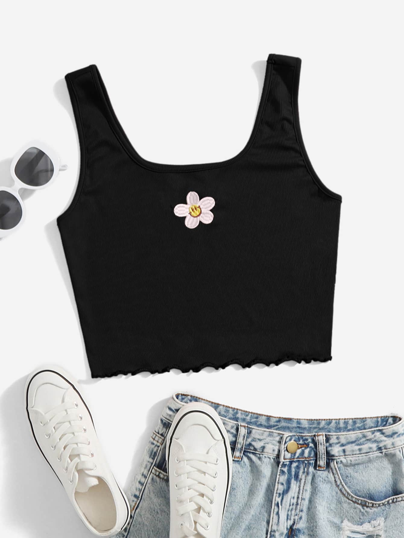 Crop Top Tartan à Manches Ondulées, Motif Vague, Taille M (10-12 Ans)