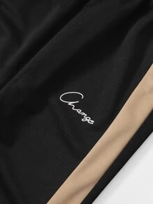 SHEIN Boys Letter Graphic Colourblock Hoodie & Joggers - Multicolor - View 4