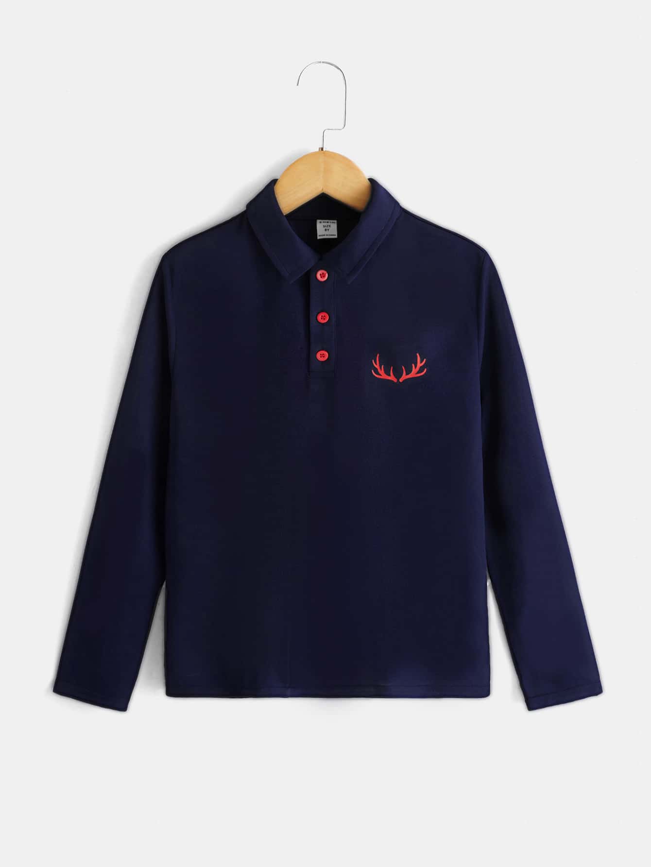 SHEIN 男孩鹿角圖案POLO衫