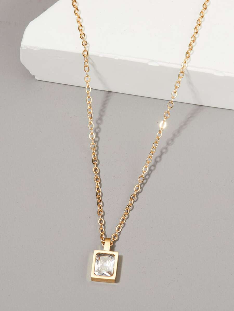 Những người đàn ông thời trang và phổ biến Rhinestone Trang trí vòng cổ quyến rũ hình chữ nhật Đồng để làm quà tặng trang sức và cho một vẻ ngoài sành điệu - Vàng - Xem 1