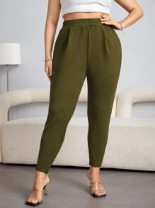 SHEIN Essnce Plus High Waist Plicated Detail Tapered Pants