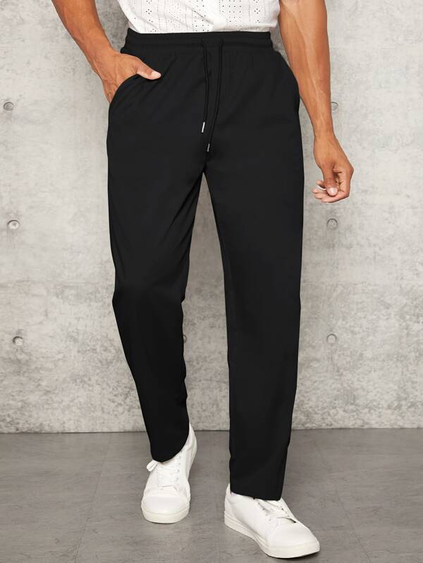 Manfinity BRENVOR Pantalones con cintura con cordón y bolsillos en diagonal para hombres, otoño