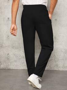 Manfinity BRENVOR Men Solid Drawstring Waist Slant Pocket Pants, Fall