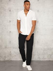 Manfinity BRENVOR Men Solid Drawstring Waist Slant Pocket Pants, Fall