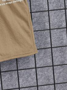 SHEIN Boys Slogan Graphic Tee & Track Shorts - Khaki - View 4