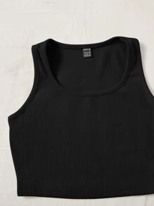 SHEIN EZwear Scoop Neck Tank Top And Track Shorts Two Pieces - Black - View 4