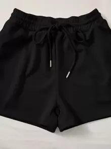 SHEIN EZwear Scoop Neck Tank Top And Track Shorts Two Pieces - Black - View 5