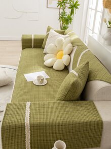 1入組簇絨裝飾沙發綠色沙發套適用於客廳 - 綠色 - 查看 3