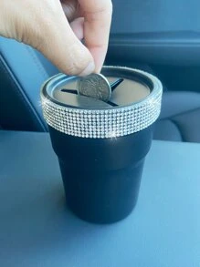 Rhinestone Decor Car Coin Cup