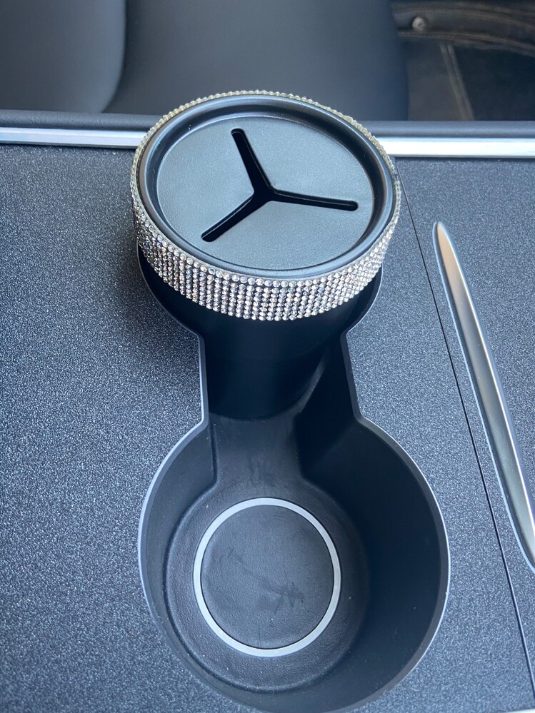 Taza con diseño de diamante de imitación de coche moneda - Negro - Añade 5