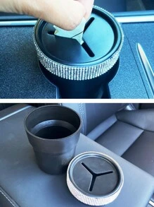 Rhinestone Decor Car Coin Cup