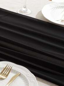 1入組黑色桌子極簡滌綸廚房長方桌布 - 黑色 - 查看 3