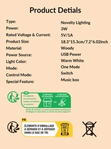 1 pieza Luz de caja de música con diseño en espiral - Amarillo - Ver 5