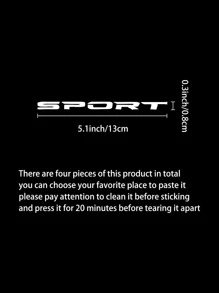 4pcs Letter Graphic Car Sticker - White - View 3