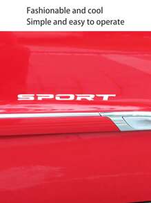 4pcs Letter Graphic Car Sticker - White - View 4
