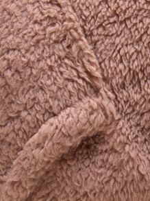 嬰兒袋鼠口袋3D耳朵設計法蘭絨連帽衫和長褲 - 摩卡棕 - 查看 3