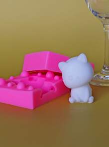 1 set Molde de silicona de bricolaje con diseño de gato - Rosa - Ver 3