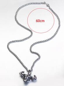 時尚流行男士人物吊飾項鍊合金，適合珠寶禮物和時尚外觀 - 復古銀色 - 查看 4