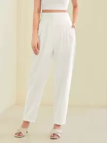 BizChic Solid Tailored Pants Workwear - White - View 1