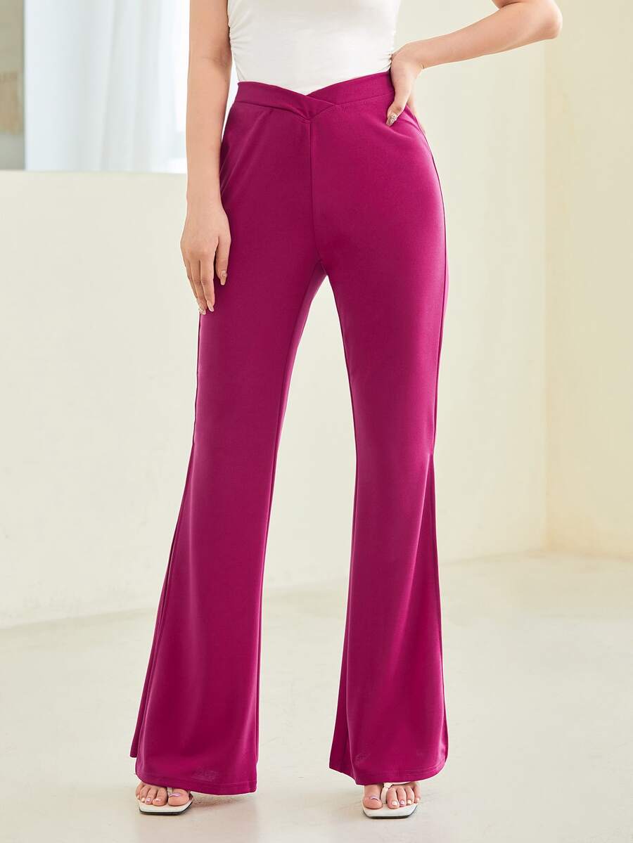 BizChic Quần nữ Trọn gói Tách cao màu trơn Thanh lịch - Màu Hồng Tươi - Xem 1