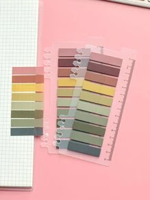 MOKA 200pcs Morandi Color Flipchart Classification Sticky Note Book Label Sticky Note Sticker Index Sticker, Pet Material, 1pc Cardstock With 10 Colors Stickers, 1 Color Sticker With 20 Small Index Sticker