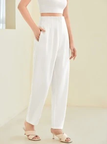 BizChic Solid Tailored Pants Workwear - White - View 3