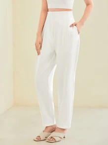BizChic Solid Tailored Pants Workwear - White - View 4