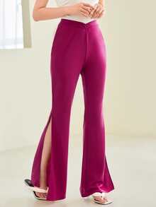 BizChic Quần nữ Trọn gói Tách cao màu trơn Thanh lịch - Màu Hồng Tươi - Xem 5