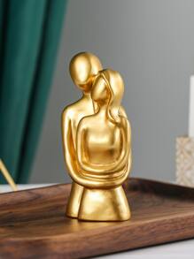 1 件情侣设计装饰物，金色树脂艺术装饰，适合家庭装饰