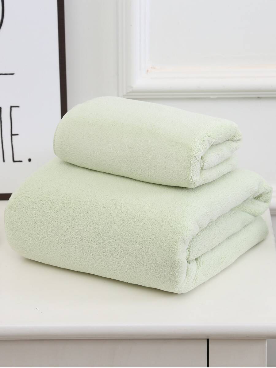 1 cái khăn dày màu rắn - màu xanh lá - Xem 1