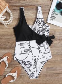 Phụ nữ một mảnh Thắt nút Trọn gói Khối Màu Con số Gợi cảm - Nhiều màu - Xem 1