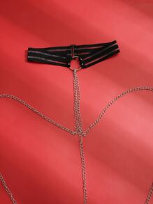 2packs Lace Crotchless Thong Lingerie With Choker - Black - View 5