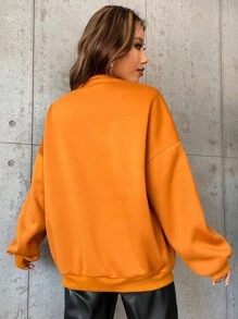 SHEIN Unity Letter Graphic Drop Shoulder Sweatshirt - Brown - View 3