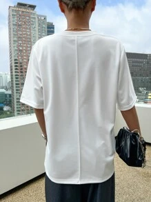 DAZY Solid Drop Shoulder Tee - White - View 2
