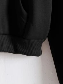 INAWLY 拉链抽绳保暖内衬短款连帽衫，长袖上衣