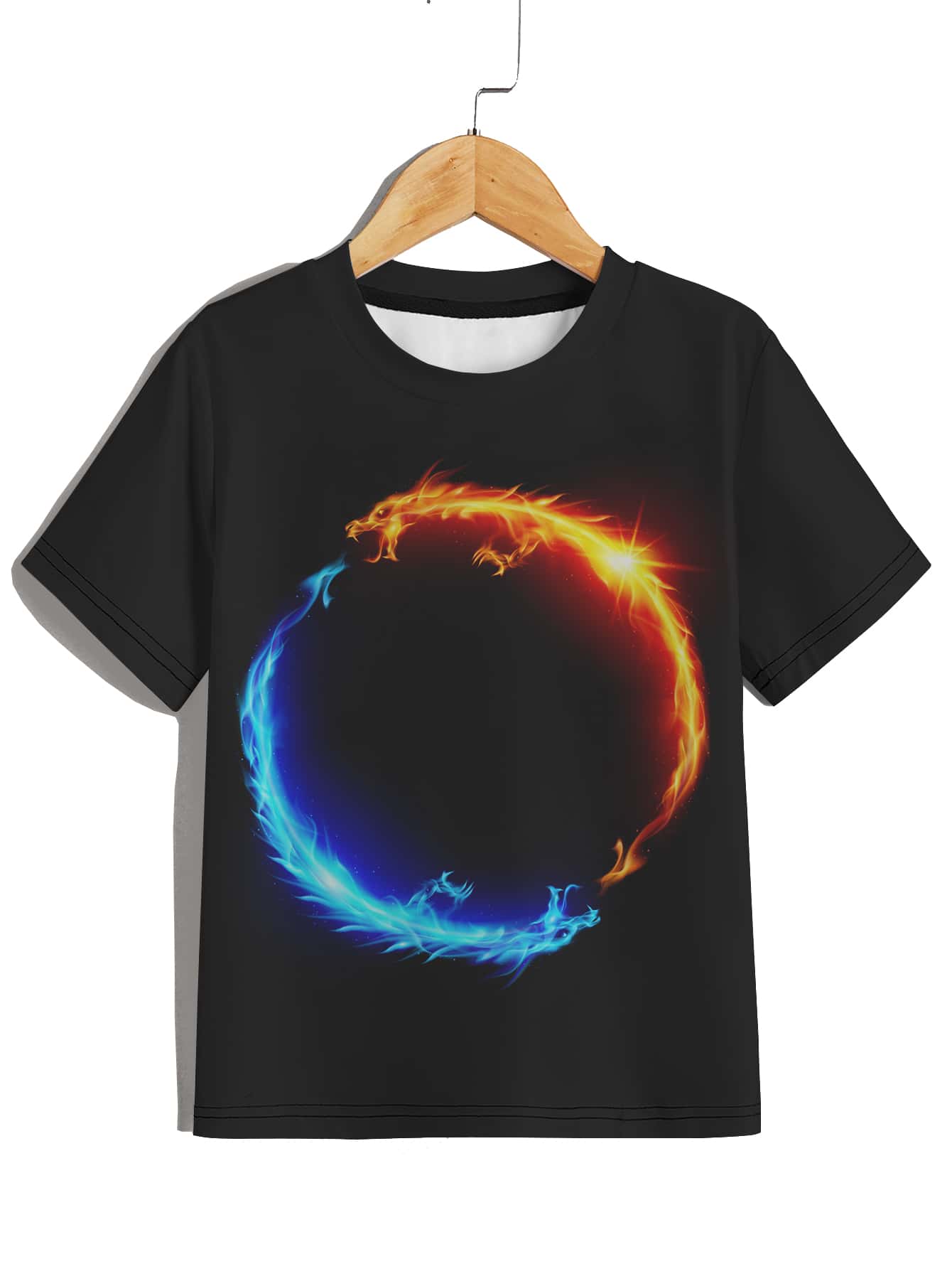 Boys 3D Fire Paint Print Tee - Black - View 1