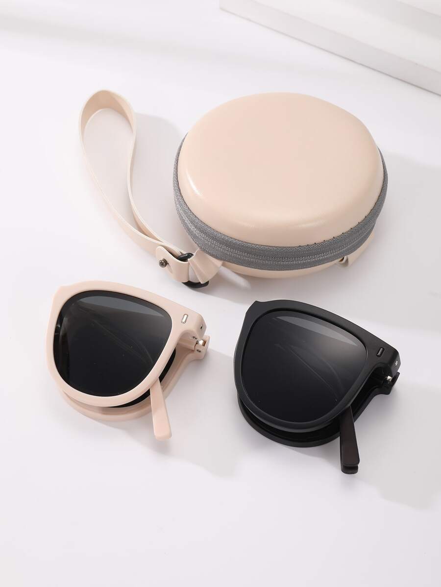 2 pares de gafas de moda de moda con marco clásico plegable, accesorios para la playa, accesorios de playa para mujer, gafas de moda básicas de moda, ropa de mujer para otoño e invierno, ropa casual de negocios, regalos - Multicolor - Ver 1