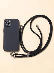 Plain Phone Case With Lanyard - Black - View 1