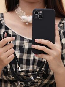 Plain Phone Case With Lanyard - Black - View 3