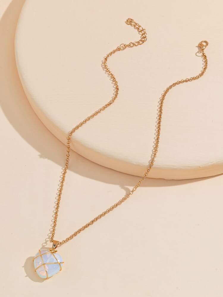 Heart Pendant Necklace - Multicolor - View 2