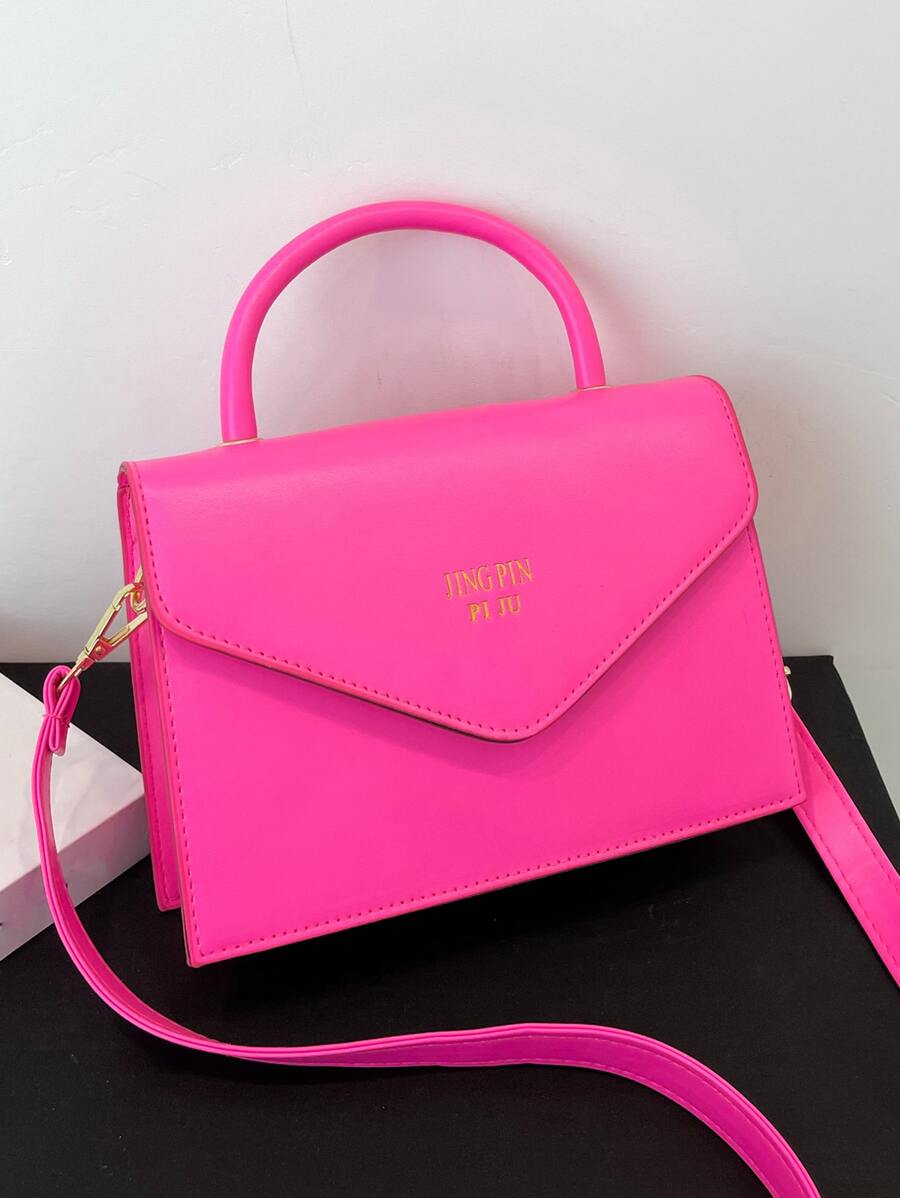 Waterproof,Lightweight,Business Casual Neon Pink Top Handle Satchel Bag For Teen Girls Women College Students,Rookies & White-collar Workers Perfect for Office,College,Work ,Business,Commute - Hot Pink - View 1