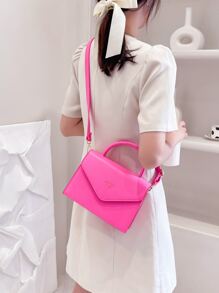Waterproof,Lightweight,Business Casual Neon Pink Top Handle Satchel Bag For Teen Girls Women College Students,Rookies & White-collar Workers Perfect for Office,College,Work ,Business,Commute - Hot Pink - View 2
