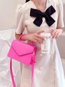 Waterproof,Lightweight,Business Casual Neon Pink Top Handle Satchel Bag For Teen Girls Women College Students,Rookies & White-collar Workers Perfect for Office,College,Work ,Business,Commute - Hot Pink - View 3