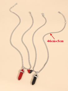 2pcs Couple Magnetic Heart & Geometric Pendant Necklace - Multicolor - View 3