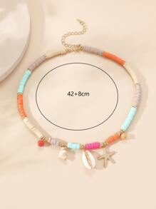 貝殼和海星吊墜串珠項鏈