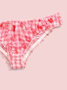 ROMWE Kawaii 3pack Letter Cartoon Graphic Frill Panty Set - Multicolor - View 4