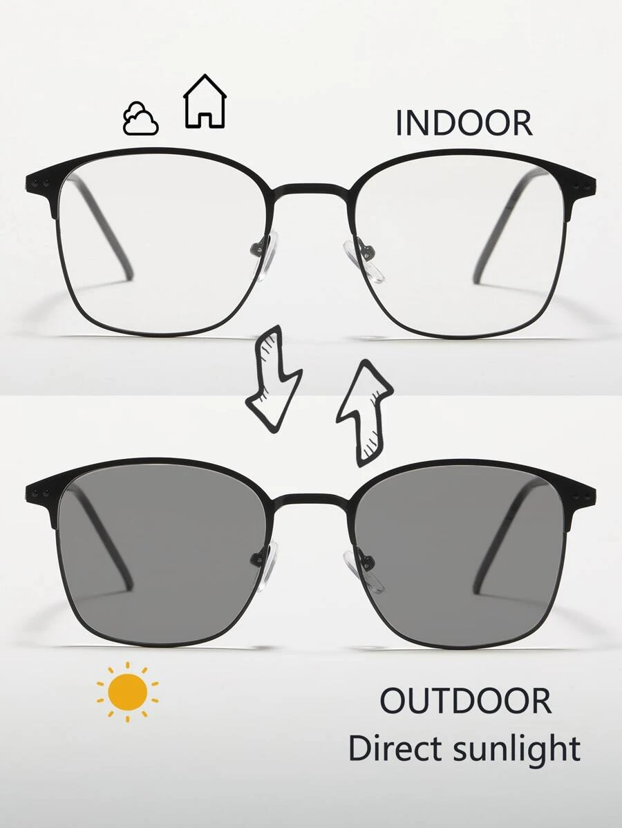 1 件金属时尚眼镜，具有变色功能（配有眼镜盒、眼镜布和眼镜绳），适合驾驶、户外活动、阅读和多用途使用休闲太阳镜配件沙滩配件眼镜太阳镜，适合夏季海滩度假、户外、旅行
