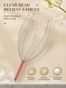 1pc Head Massage Tool,School,Back To School,Travel,Travel Essentials,Home Essentials,Spa,Massage Tool,Massage,Massager,Spa - Pink - View 3